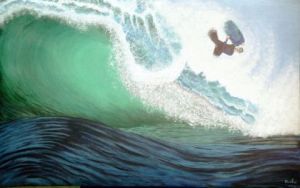 Voir le détail de cette oeuvre: vague avec surfeur a la planche bleue